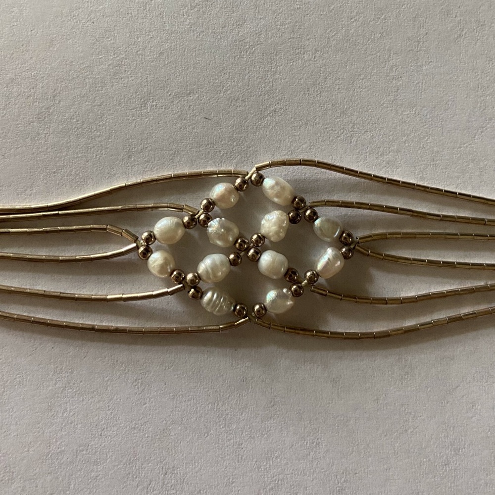 Vintage Liquid Silver and Pearl Bracelet